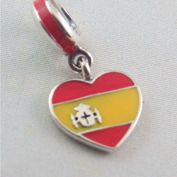 Pandora Spain Charm Spain Heart Flag Charm Travel Themed Charm (T37) - Picture 3 of 3